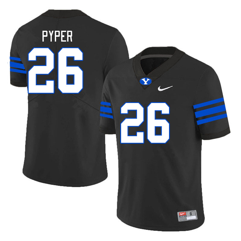 Men #26 Morgan Pyper BYU Cougars College Football Jerseys Stitched-Black